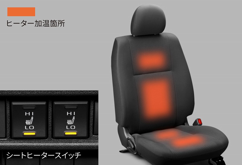 新型ハイエース9型 Lo-Hi温度切替機能付の前席シートヒーター（S-GL）