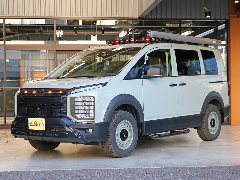 旧型デリカD:5 アーバンカーキ カスタム IPFルーフラック＋ARBサイドオーニング